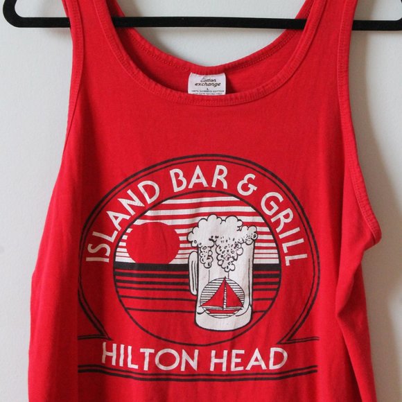 80s Vintage Island Bar & Grill Hilton Head South Carolina Tank L - Cotton Exchan - Picture 1 of 3